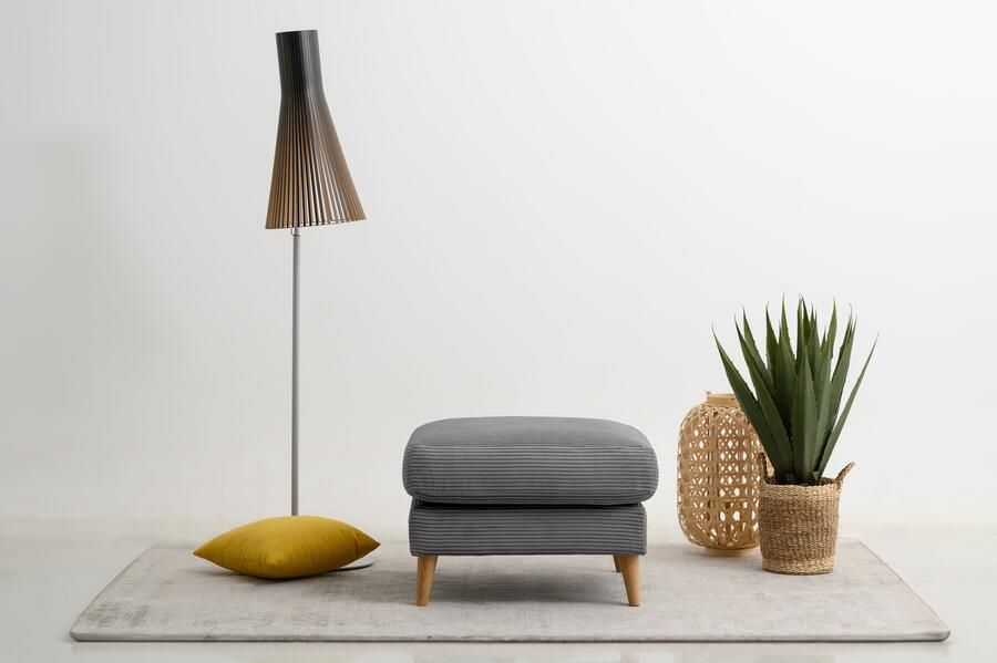 Home affaire Hocker Marseille Massief houten poten eiken landhuisstijl golfvering - Foto 5