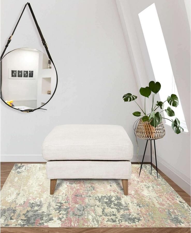 Home affaire Hocker Marseille Massief houten poten eiken landhuisstijl golfvering - Foto 2