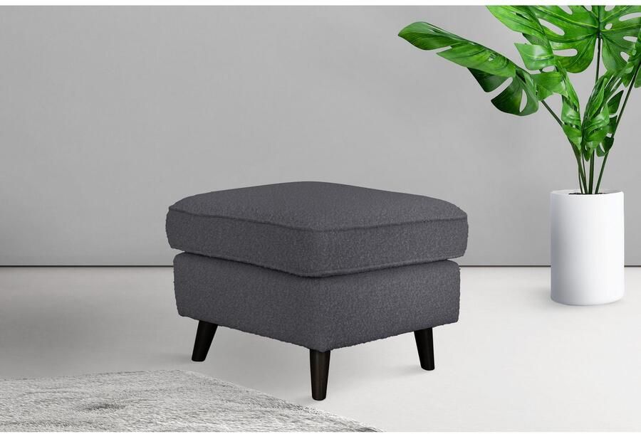 Home affaire Hocker Poef CHISTELLE ook in bouclé met golfondersteuning afmetingen: bxdxh: 57x57x46 cm - Foto 2