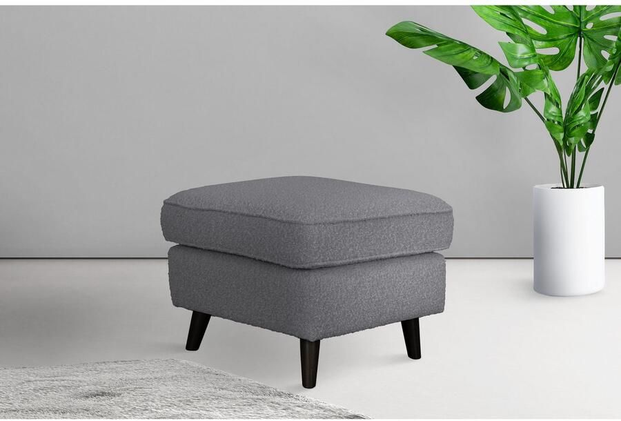 Home affaire Hocker Poef CHISTELLE ook in bouclé met golfondersteuning afmetingen: bxdxh: 57x57x46 cm - Foto 2