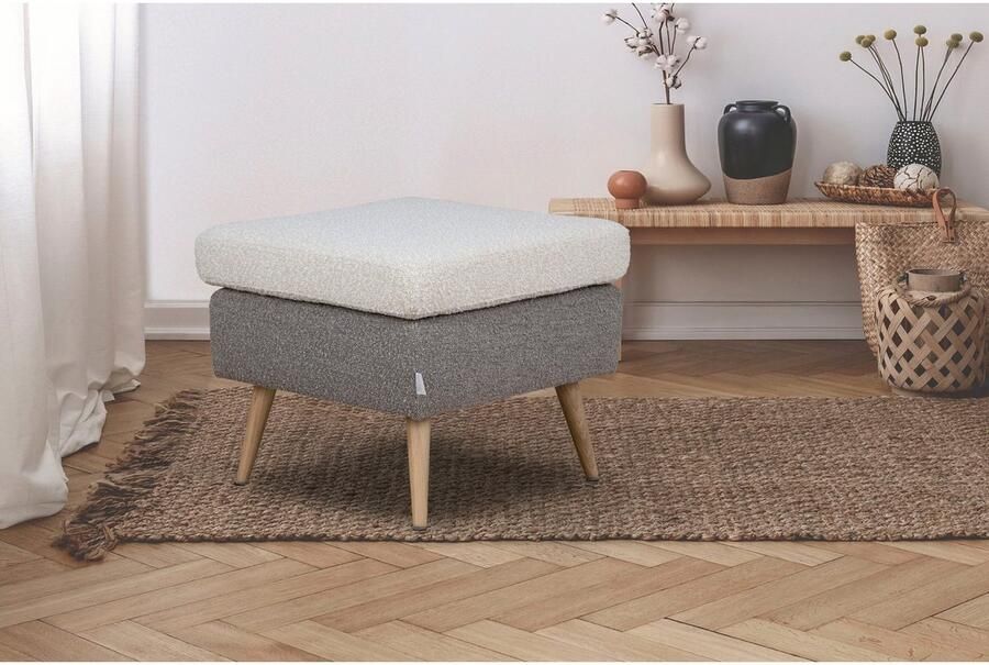 Home affaire Hocker Salla 2-kleurig bouclé stof of fijne structuur passend bij de fauteuil - Foto 5