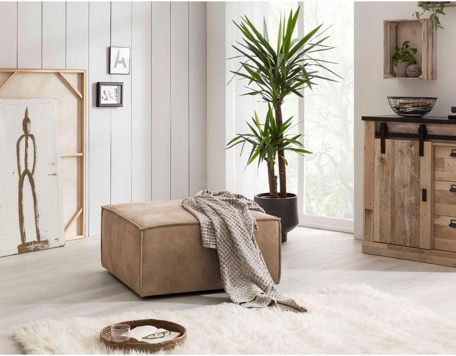 Home affaire Hocker Sherwood Vierkante poef voetenbank ideale als aanvulling op de "SHERWOOD" love seat