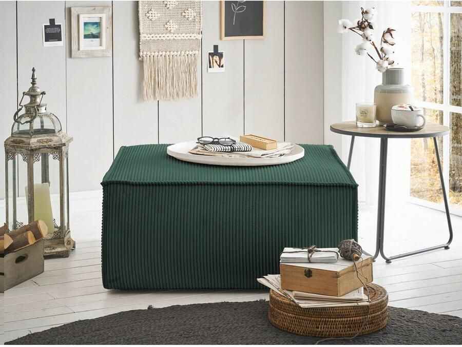 Home affaire Hocker Sherwood Vierkante poef voetenbank ideale als aanvulling op de "SHERWOOD" love seat - Foto 2