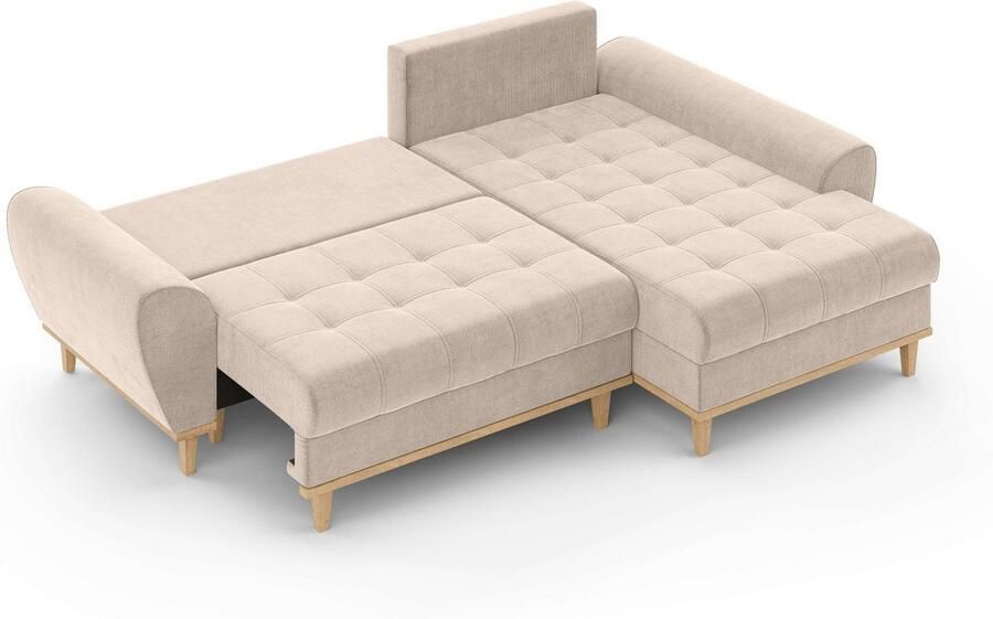 Home affaire Hoekbank Ahrdorf met bedfunctie en opbergruimte afmetingen: B H D 268 86 175 cm