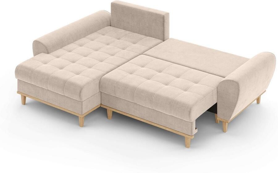 Home affaire Hoekbank Ahrdorf met bedfunctie en opbergruimte afmetingen: B H D 268 86 175 cm