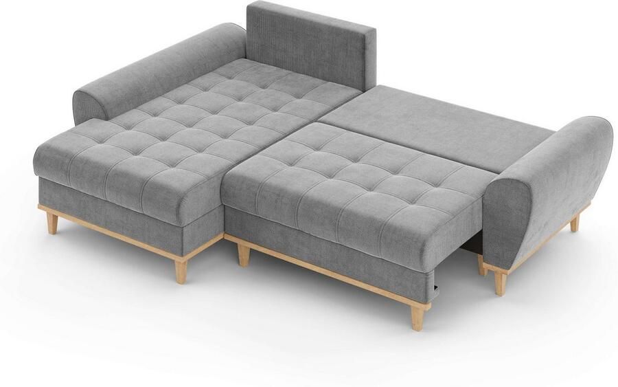 Home affaire Hoekbank Ahrdorf met bedfunctie en opbergruimte afmetingen: B H D 268 86 175 cm