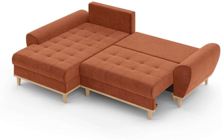 Home affaire Hoekbank Ahrdorf met bedfunctie en opbergruimte afmetingen: B H D 268 86 175 cm