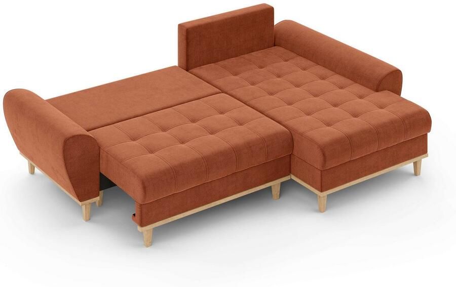 Home affaire Hoekbank Ahrdorf met bedfunctie en opbergruimte afmetingen: B H D 268 86 175 cm