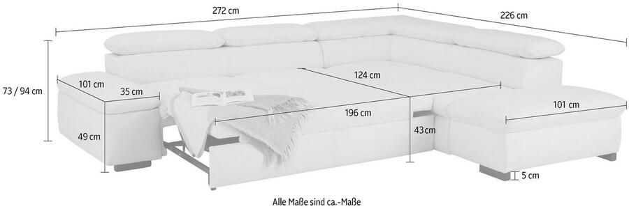 Home affaire Hoekbank Alberto L-vorm met verstelbare hoofdsteun naar keuze met slaapfunctie - Foto 10