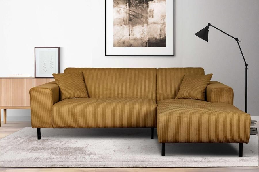 Home affaire Hoekbank ARROS L-vorm met golfondersteuning afmetingen B D H: 235 163 81 cm incl. sierkussens met recamiere rechts links bestelbaar ook in cord - Foto 7