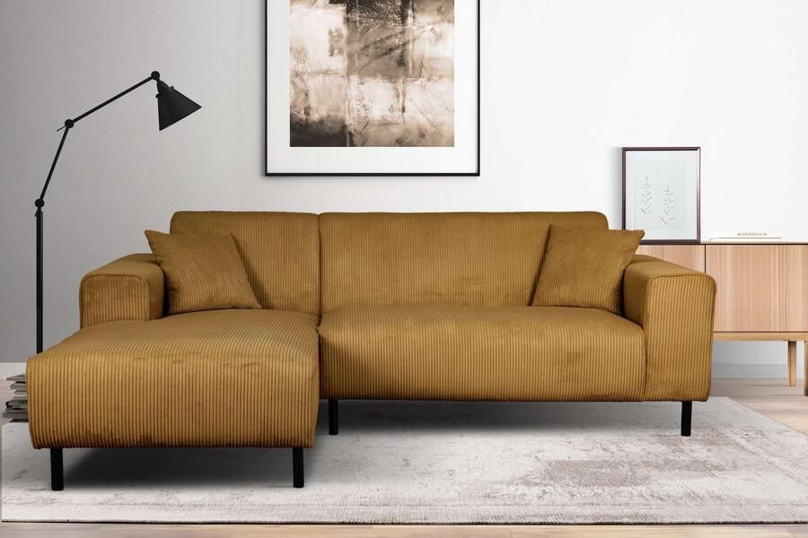 Home affaire Hoekbank ARROS L-vorm met golfondersteuning afmetingen B D H: 235 163 81 cm incl. sierkussens met recamiere rechts links bestelbaar ook in cord - Foto 3