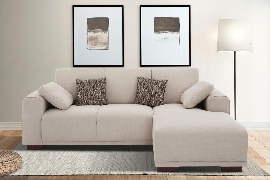 Home affaire Hoekbank BORNHOLM L-vorm met chaise longue afmetingen B D H: 234 162 85 cm Recamiere links of rechts bestelbaar golfvering inclusief 2 kussens - Foto 4