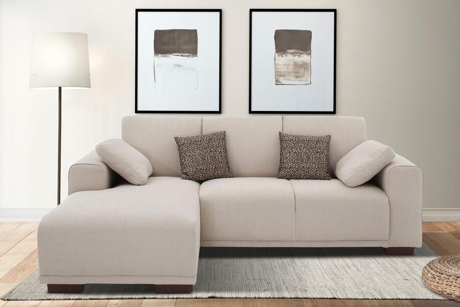 Home affaire Hoekbank BORNHOLM L-vorm met chaise longue afmetingen B D H: 234 162 85 cm Recamiere links of rechts bestelbaar golfvering inclusief 2 kussens - Foto 4