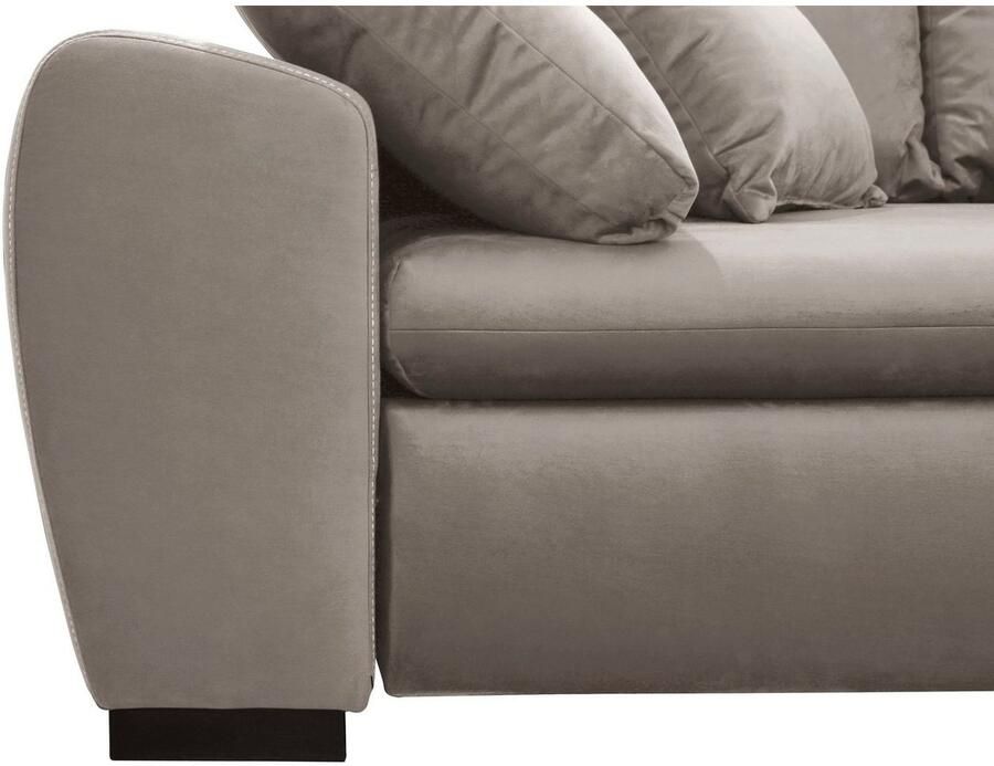 Home affaire Hoekbank Cara Mia L-vorm optioneel met slaapfunctie en bedbodem massief houten poten