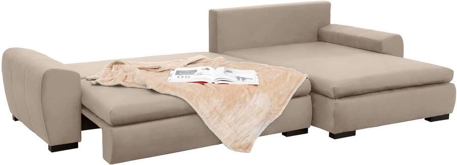 Home affaire Hoekbank Cara Mia L-vorm optioneel met slaapfunctie en bedbodem massief houten poten - Foto 7