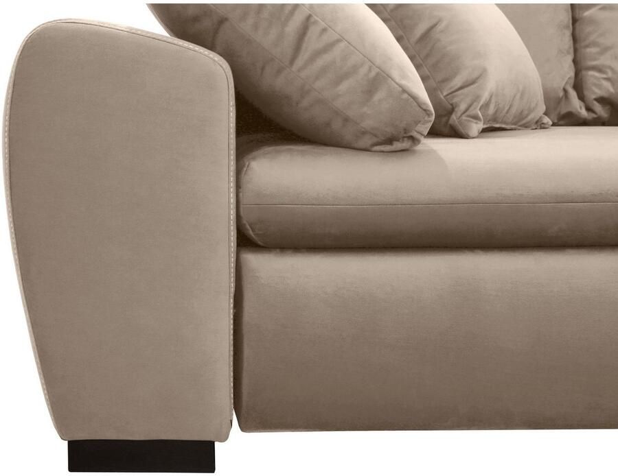 Home affaire Hoekbank Cara Mia L-vorm optioneel met slaapfunctie en bedbodem massief houten poten - Foto 1