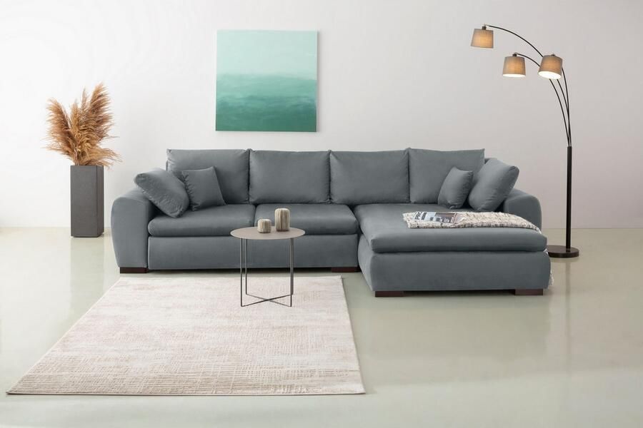 Home affaire Hoekbank Cara Mia L-vorm optioneel met slaapfunctie en bedbodem massief houten poten - Foto 3