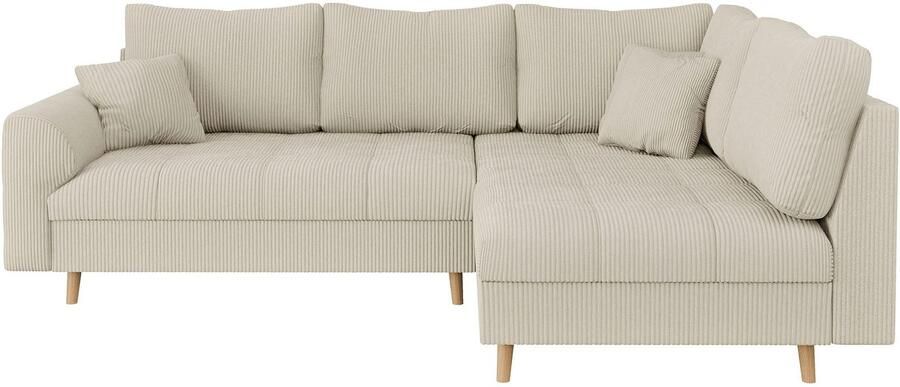 Home affaire Hoekbank CHARRE L-vorm met ottomane afmetingen B D H: 231 161 81 cm fijne stiksels losse rug- en sierkussens ook in cord en bouclé - Foto 7