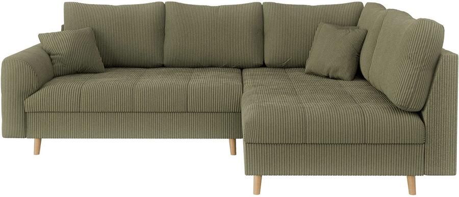 Home affaire Hoekbank CHARRE L-vorm met ottomane afmetingen B D H: 231 161 81 cm fijne stiksels losse rug- en sierkussens ook in cord en bouclé - Foto 5