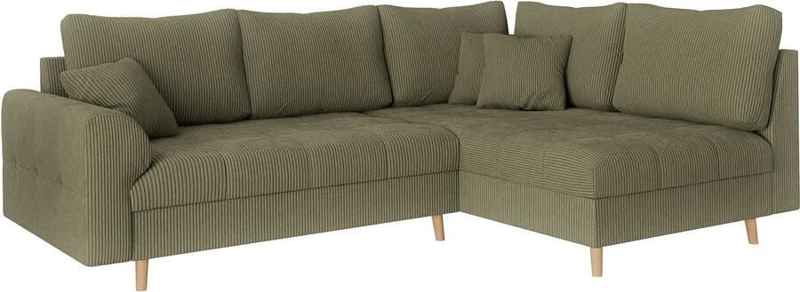 Home affaire Hoekbank CHARRE L-vorm met ottomane afmetingen B D H: 231 161 81 cm fijne stiksels losse rug- en sierkussens ook in cord en bouclé - Foto 6