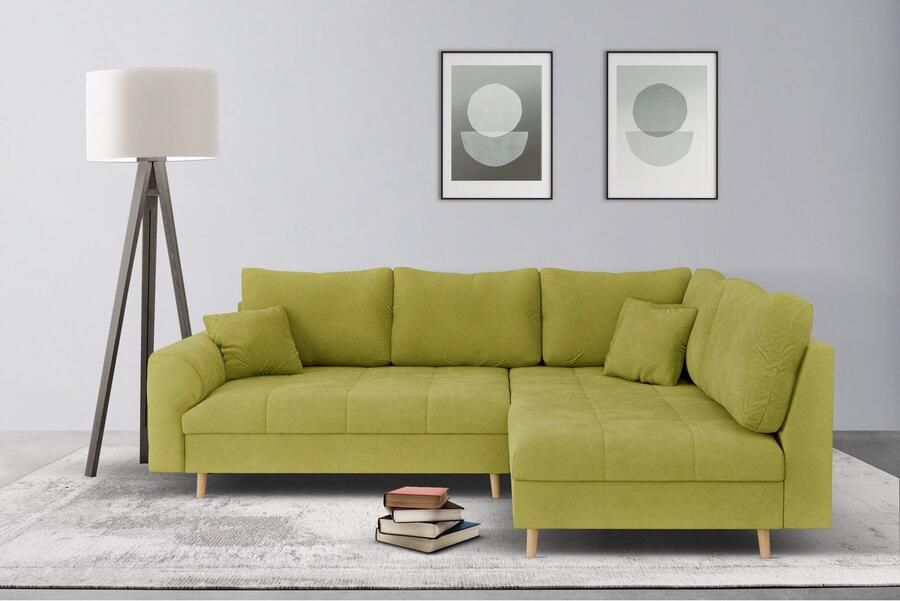 Home affaire Hoekbank CHARRE L-vorm met ottomane afmetingen B D H: 231 161 81 cm fijne stiksels losse rug- en sierkussens ook in cord en bouclé