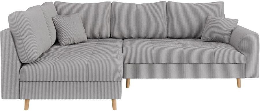 Home affaire Hoekbank CHARRE L-vorm met ottomane afmetingen B D H: 231 161 81 cm fijne stiksels losse rug- en sierkussens ook in cord en bouclé - Foto 7