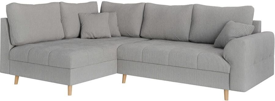 Home affaire Hoekbank CHARRE L-vorm met ottomane afmetingen B D H: 231 161 81 cm fijne stiksels losse rug- en sierkussens ook in cord en bouclé - Foto 6