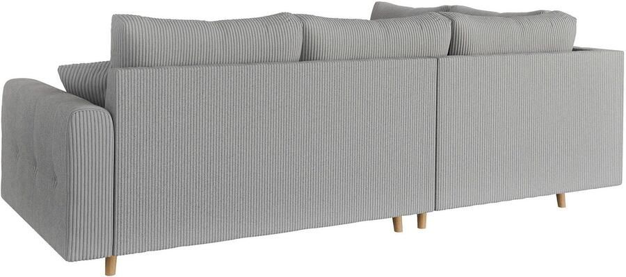 Home affaire Hoekbank CHARRE L-vorm met ottomane afmetingen B D H: 231 161 81 cm fijne stiksels losse rug- en sierkussens ook in cord en bouclé - Foto 5