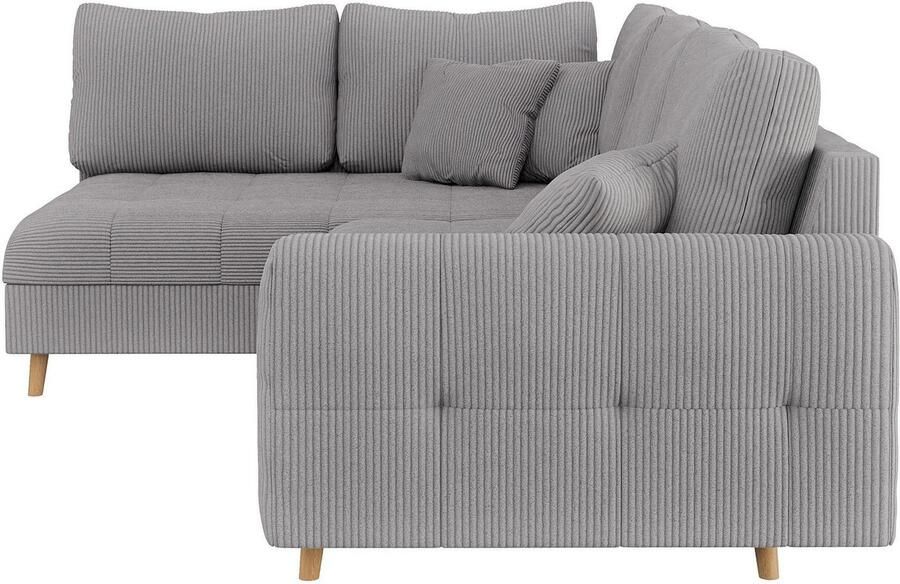 Home affaire Hoekbank CHARRE L-vorm met ottomane afmetingen B D H: 231 161 81 cm fijne stiksels losse rug- en sierkussens ook in cord en bouclé - Foto 2