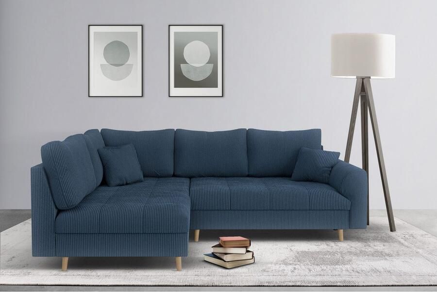 Home affaire Hoekbank CHARRE L-vorm met ottomane afmetingen B D H: 231 161 81 cm fijne stiksels losse rug- en sierkussens ook in cord en bouclé