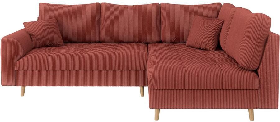 Home affaire Hoekbank CHARRE L-vorm met ottomane afmetingen B D H: 231 161 81 cm fijne stiksels losse rug- en sierkussens ook in cord en bouclé - Foto 5