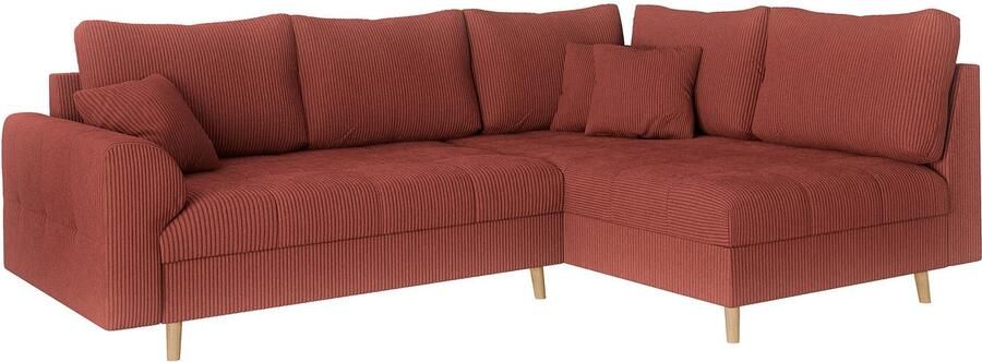 Home affaire Hoekbank CHARRE L-vorm met ottomane afmetingen B D H: 231 161 81 cm fijne stiksels losse rug- en sierkussens ook in cord en bouclé - Foto 6