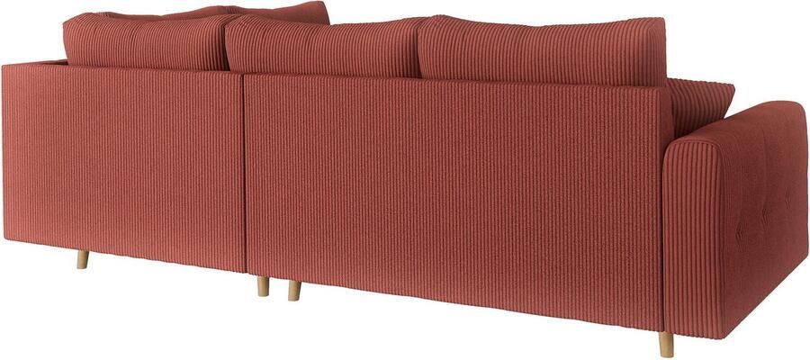 Home affaire Hoekbank CHARRE L-vorm met ottomane afmetingen B D H: 231 161 81 cm fijne stiksels losse rug- en sierkussens ook in cord en bouclé - Foto 4