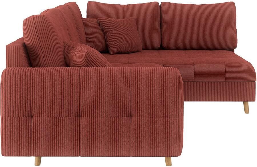 Home affaire Hoekbank CHARRE L-vorm met ottomane afmetingen B D H: 231 161 81 cm fijne stiksels losse rug- en sierkussens ook in cord en bouclé - Foto 2