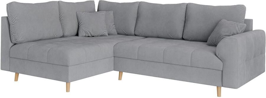 Home affaire Hoekbank CHARRE L-vorm met ottomane afmetingen B D H: 231 161 81 cm fijne stiksels losse rug- en sierkussens ook in cord en bouclé - Foto 6