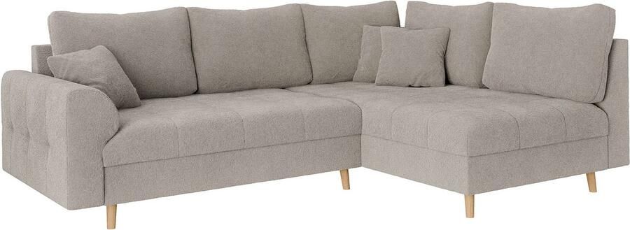 Home affaire Hoekbank CHARRE L-vorm met ottomane afmetingen B D H: 231 161 81 cm fijne stiksels losse rug- en sierkussens ook in cord en bouclé - Foto 6