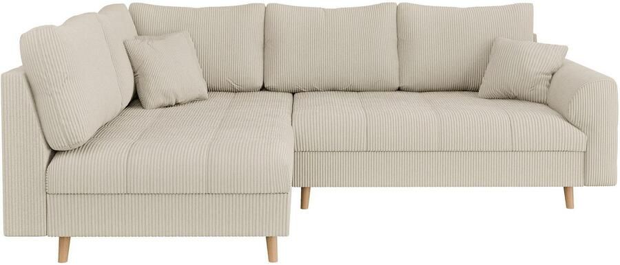 Home affaire Hoekbank CHARRE L-vorm met ottomane afmetingen B D H: 231 161 81 cm fijne stiksels losse rug- en sierkussens ook in cord en bouclé - Foto 7