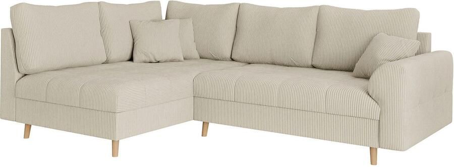 Home affaire Hoekbank CHARRE L-vorm met ottomane afmetingen B D H: 231 161 81 cm fijne stiksels losse rug- en sierkussens ook in cord en bouclé - Foto 6