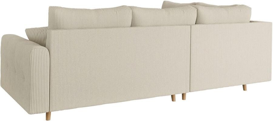 Home affaire Hoekbank CHARRE L-vorm met ottomane afmetingen B D H: 231 161 81 cm fijne stiksels losse rug- en sierkussens ook in cord en bouclé - Foto 5