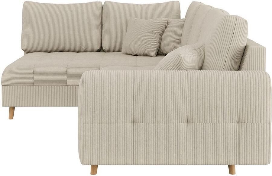 Home affaire Hoekbank CHARRE L-vorm met ottomane afmetingen B D H: 231 161 81 cm fijne stiksels losse rug- en sierkussens ook in cord en bouclé - Foto 2