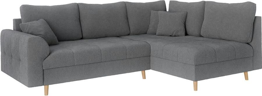 Home affaire Hoekbank CHARRE L-vorm met ottomane afmetingen B D H: 231 161 81 cm fijne stiksels losse rug- en sierkussens ook in cord en bouclé - Foto 6