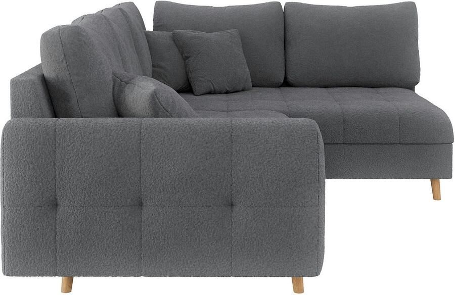 Home affaire Hoekbank CHARRE L-vorm met ottomane afmetingen B D H: 231 161 81 cm fijne stiksels losse rug- en sierkussens ook in cord en bouclé - Foto 2