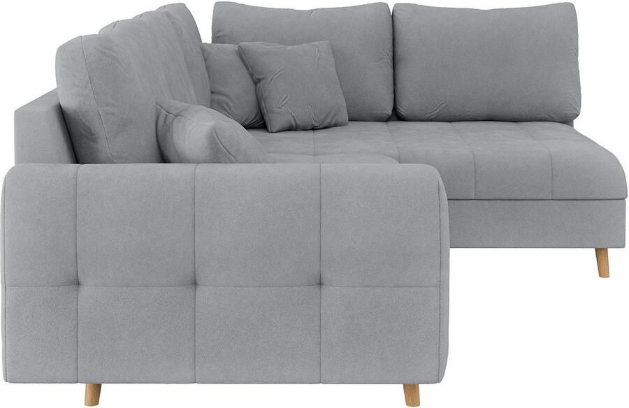 Home affaire Hoekbank CHARRE L-vorm met ottomane afmetingen B D H: 231 161 81 cm fijne stiksels losse rug- en sierkussens ook in cord en bouclé - Foto 2