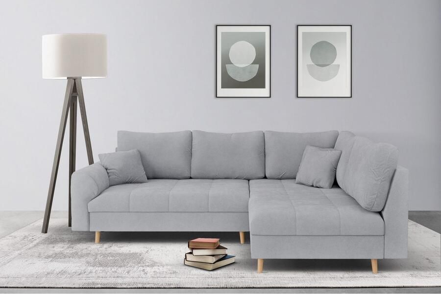 Home affaire Hoekbank CHARRE L-vorm met ottomane afmetingen B D H: 231 161 81 cm fijne stiksels losse rug- en sierkussens ook in cord en bouclé