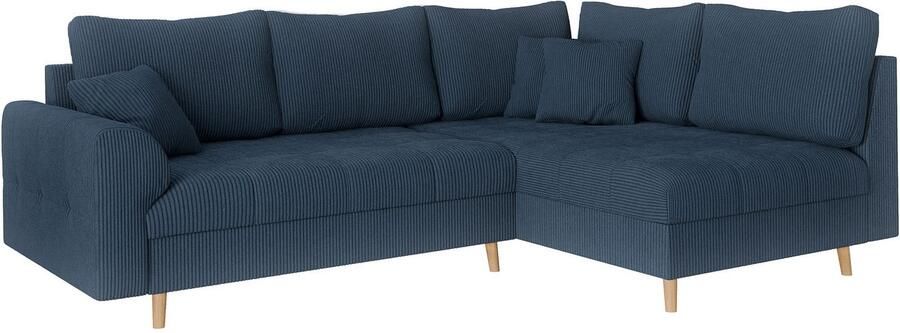 Home affaire Hoekbank CHARRE L-vorm met ottomane afmetingen B D H: 231 161 81 cm fijne stiksels losse rug- en sierkussens ook in cord en bouclé - Foto 6