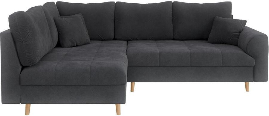 Home affaire Hoekbank CHARRE L-vorm met ottomane afmetingen B D H: 231 161 81 cm fijne stiksels losse rug- en sierkussens ook in cord en bouclé - Foto 7