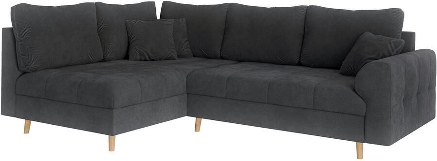 Home affaire Hoekbank CHARRE L-vorm met ottomane afmetingen B D H: 231 161 81 cm fijne stiksels losse rug- en sierkussens ook in cord en bouclé - Foto 6