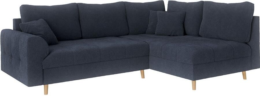 Home affaire Hoekbank CHARRE L-vorm met ottomane afmetingen B D H: 231 161 81 cm fijne stiksels losse rug- en sierkussens ook in cord en bouclé - Foto 6