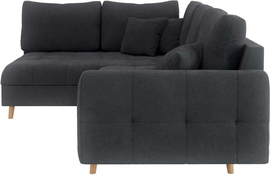 Home affaire Hoekbank CHARRE L-vorm met ottomane afmetingen B D H: 231 161 81 cm fijne stiksels losse rug- en sierkussens ook in cord en bouclé - Foto 2