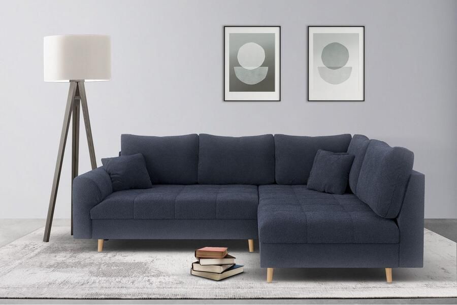 Home affaire Hoekbank CHARRE L-vorm met ottomane afmetingen B D H: 231 161 81 cm fijne stiksels losse rug- en sierkussens ook in cord en bouclé